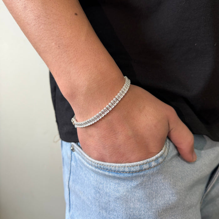 Pulsera Tennis Rectangular 6mm – Silver Ice 02