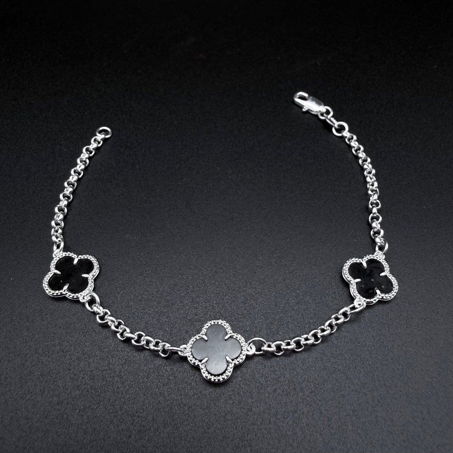 Pulsera Van Cleef Negra – Silver Ice 02