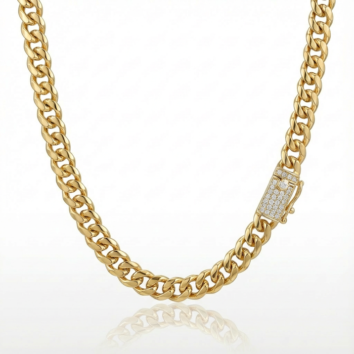 Cadena Cubana Oro – 8 mm – Silver Ice 01