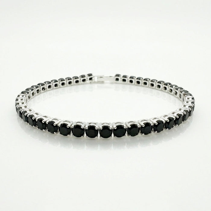 Pulsera Tennis con Circones Negros Plata 925 - 2mm – Silver Ice 02
