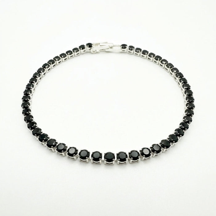 Pulsera Tennis con Circones Negros Plata 925 - 2mm – Silver Ice 01