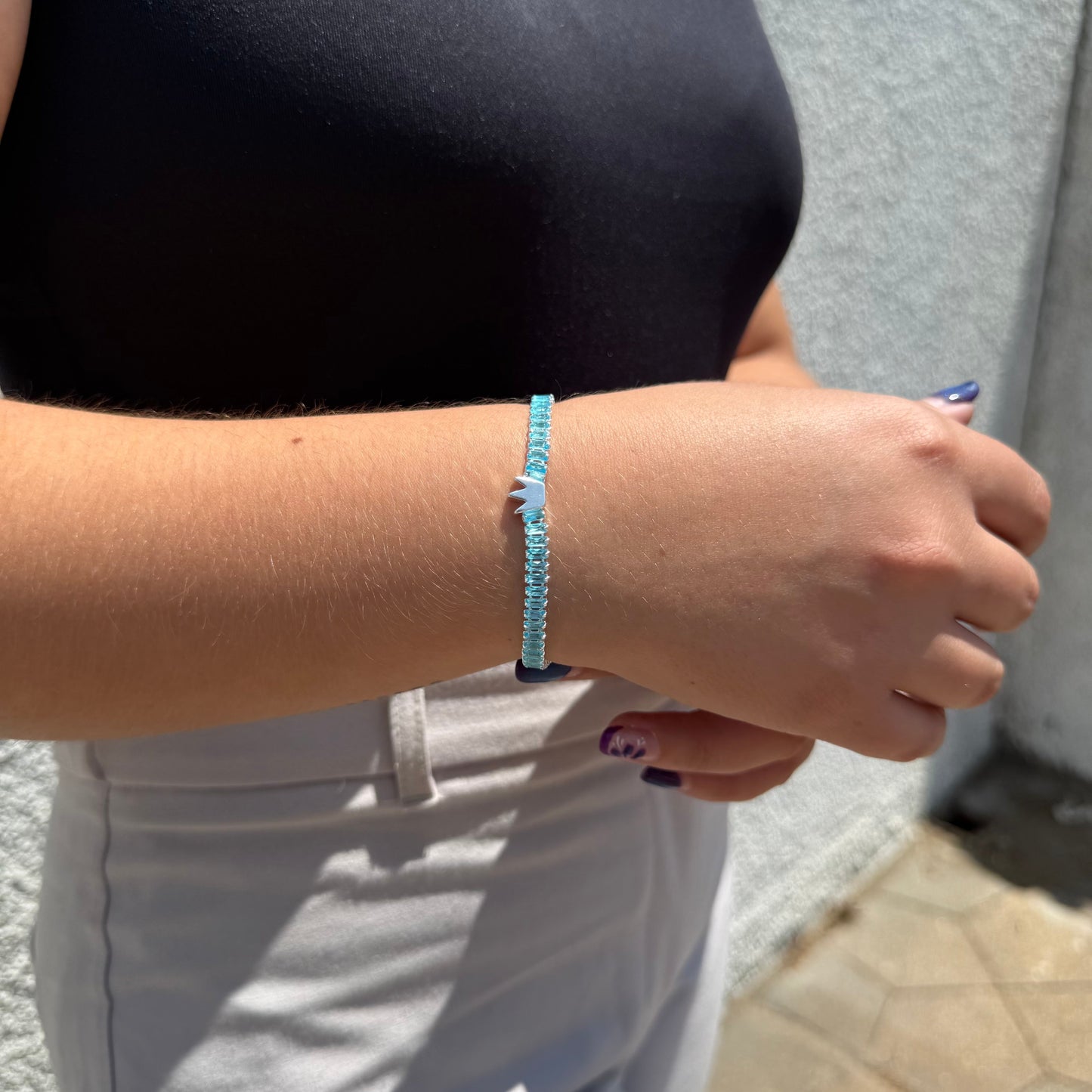 Pulsera Tennis Corona Celeste 4mm – Silver Ice 05