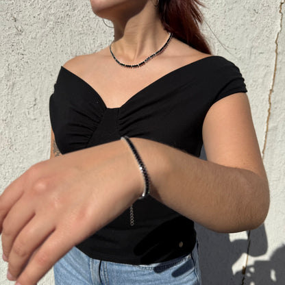 Collar Gotas de Luz circones negros Plata 925