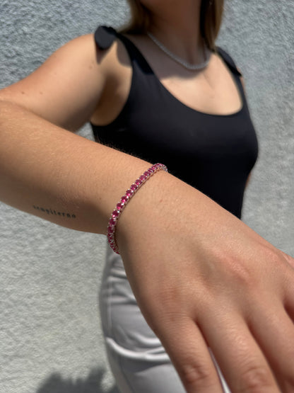 Pulsera Tennis Pink Intense - 3mm – Silver Ice 04