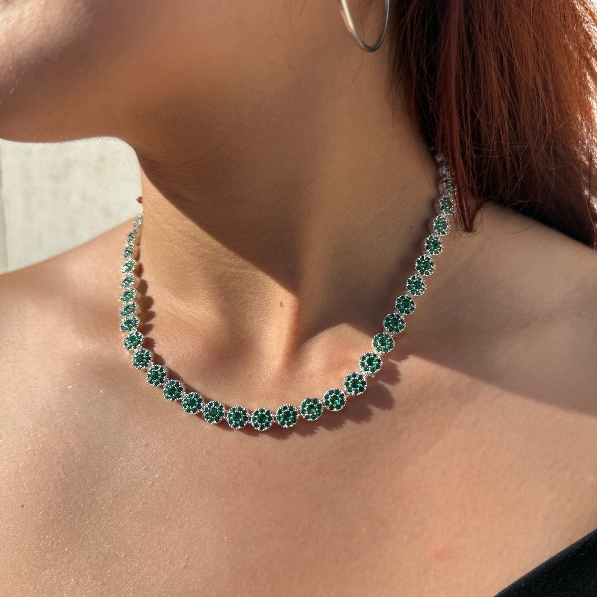 Collar Glam Circones Verde Plata 925 – Silver Ice 02