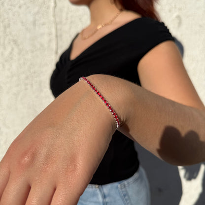 Pulsera Tennis Rubí Plata 925 - 2mm – Silver Ice 04