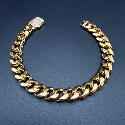 Pulsera Cubana Oro – 9 mm – Silver Ice 02