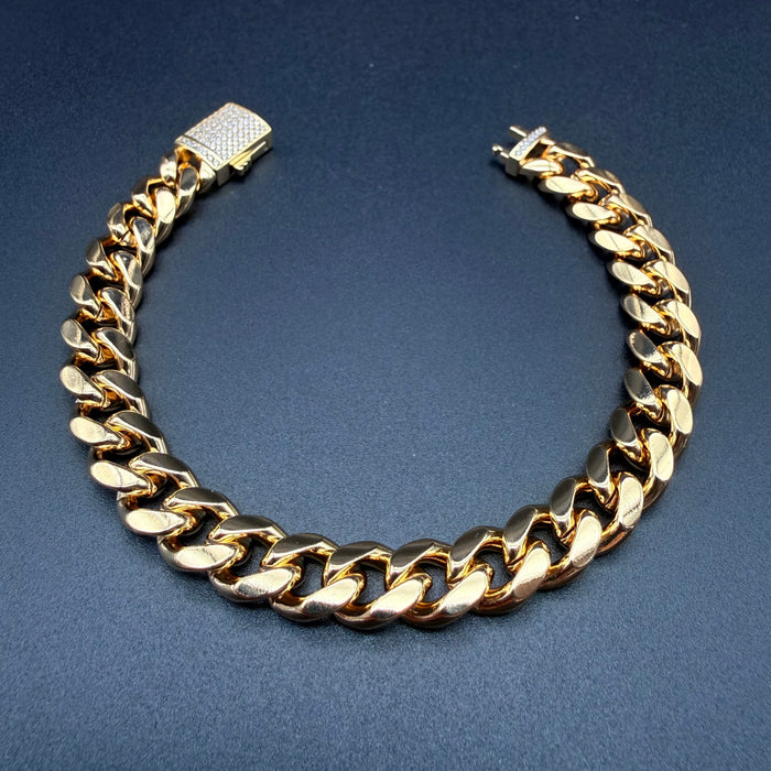 Pulsera Cubana Oro – 9 mm – Silver Ice 02