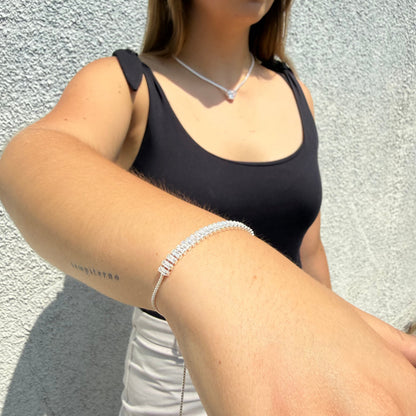 Pulsera Tennis Ajustable 5mm – Silver Ice 02