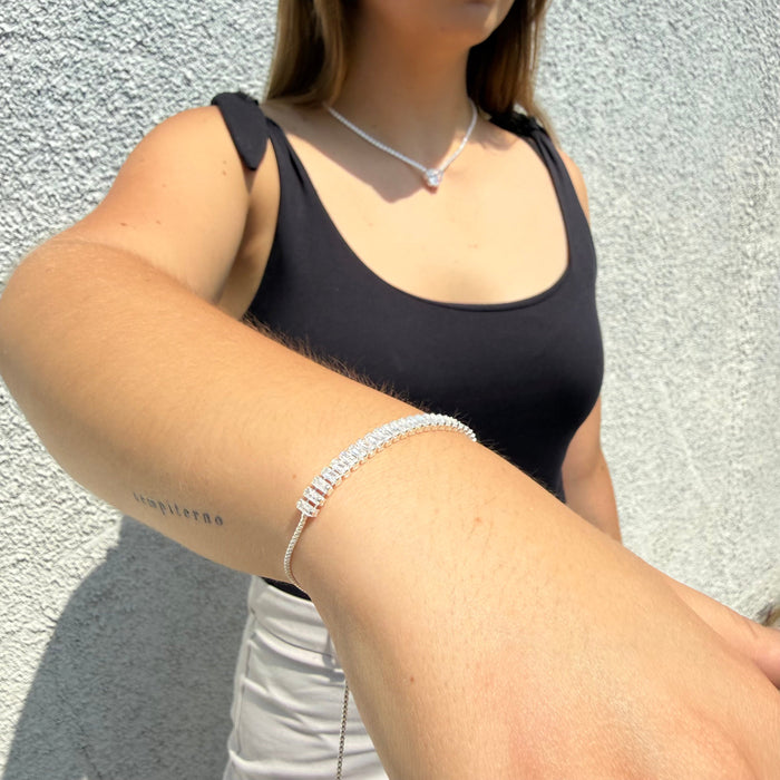 Pulsera Tennis Ajustable 5mm – Silver Ice 02
