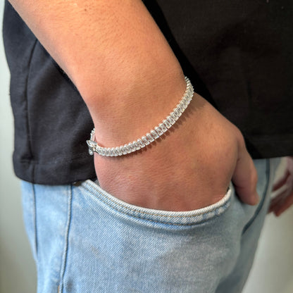 Pulsera Tennis Rectangular 6mm – Silver Ice 04