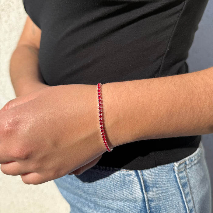 Pulsera Tennis Rubí Plata 925 - 2mm – Silver Ice 02