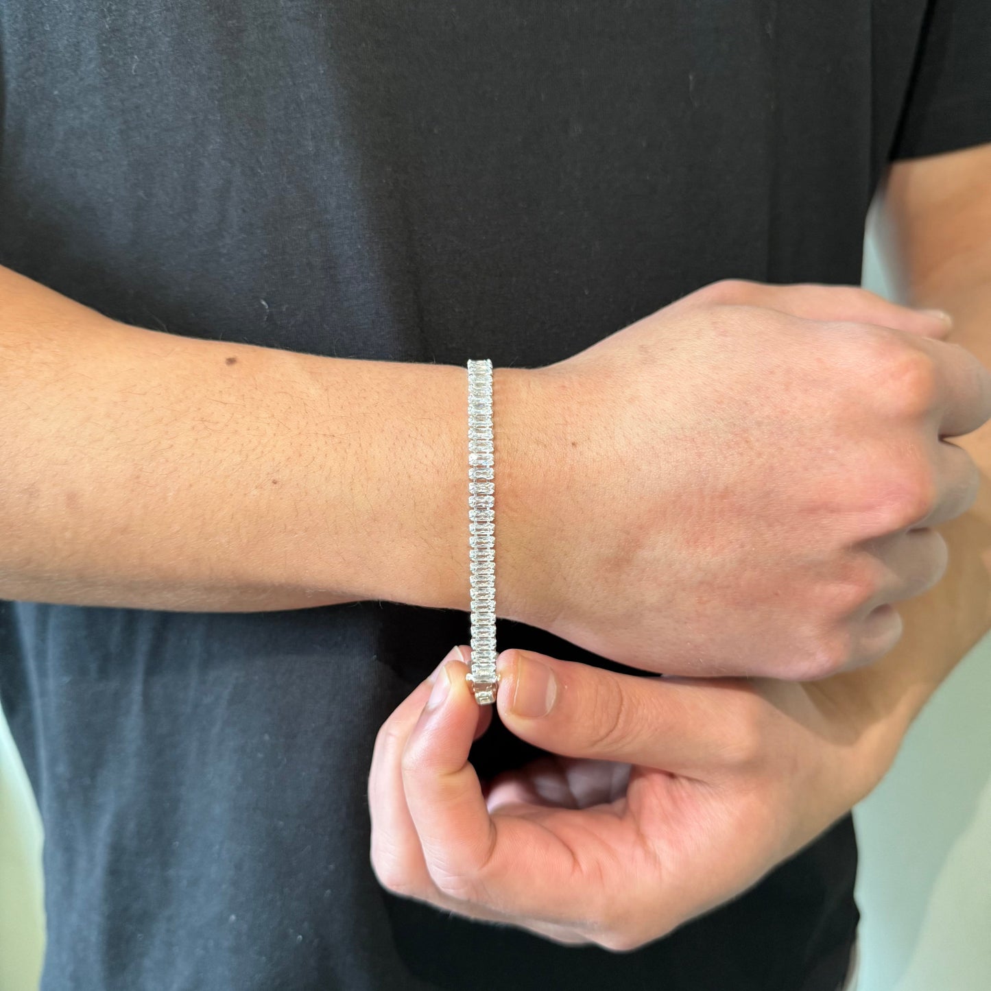 Pulsera Tennis Rectangular 6mm – Silver Ice 03