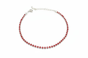 Pulsera Tennis con Circones Rojos Plata 925 - 2mm