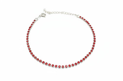 Pulsera Tennis con Circones Rojos 2mm – Silver Ice 01