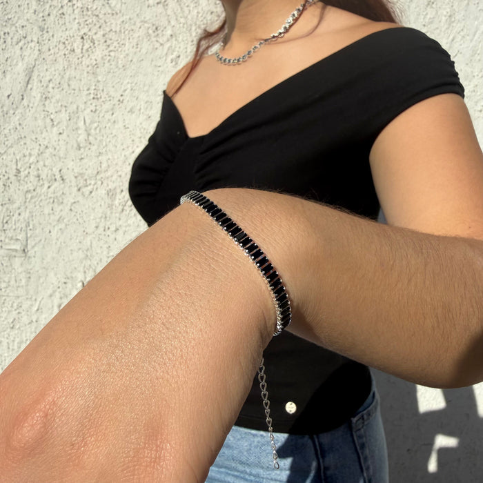 Pulsera Tennis Black Plata 925 - 4mm – Silver Ice 02
