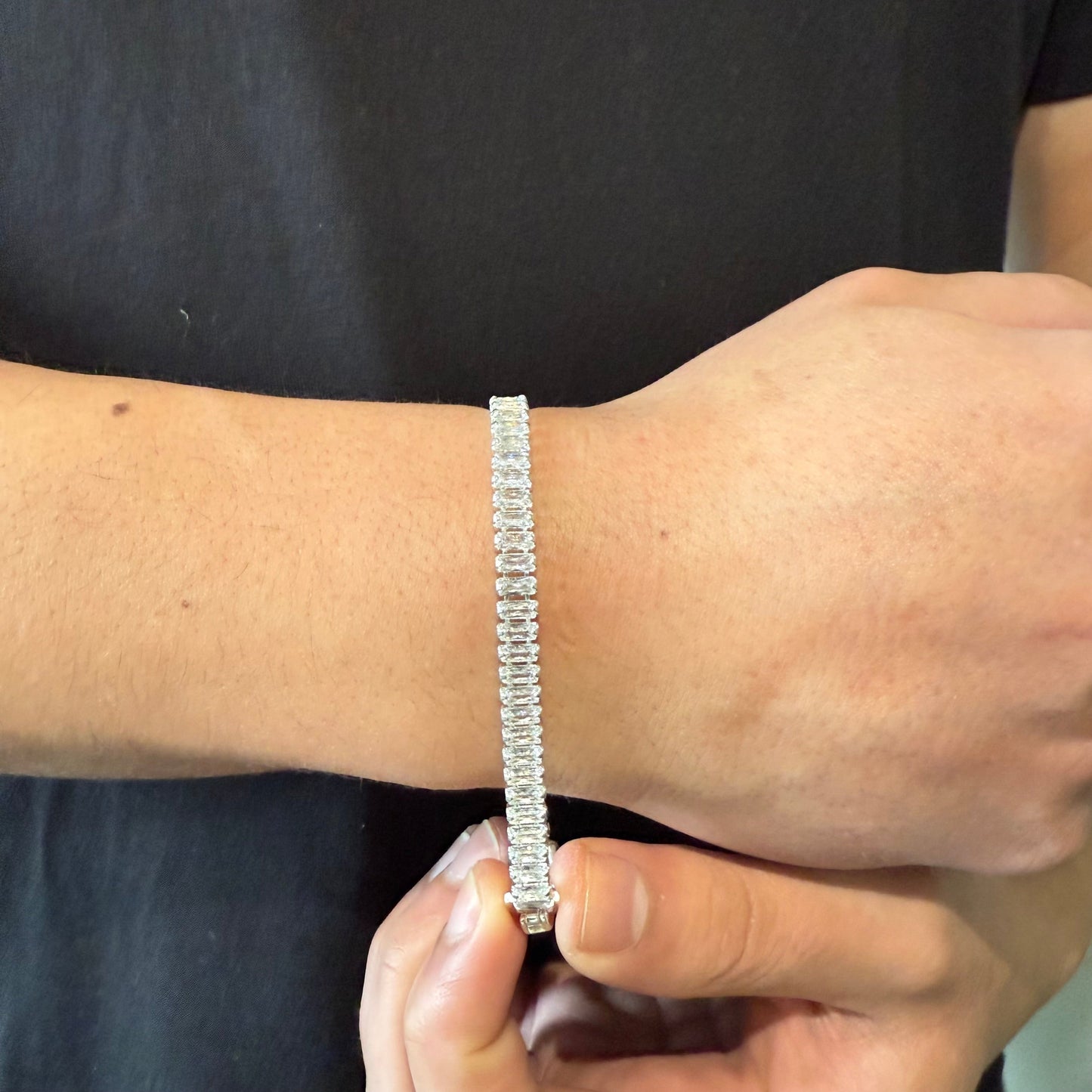 Pulsera Tennis Rectangular 6mm – Silver Ice 05