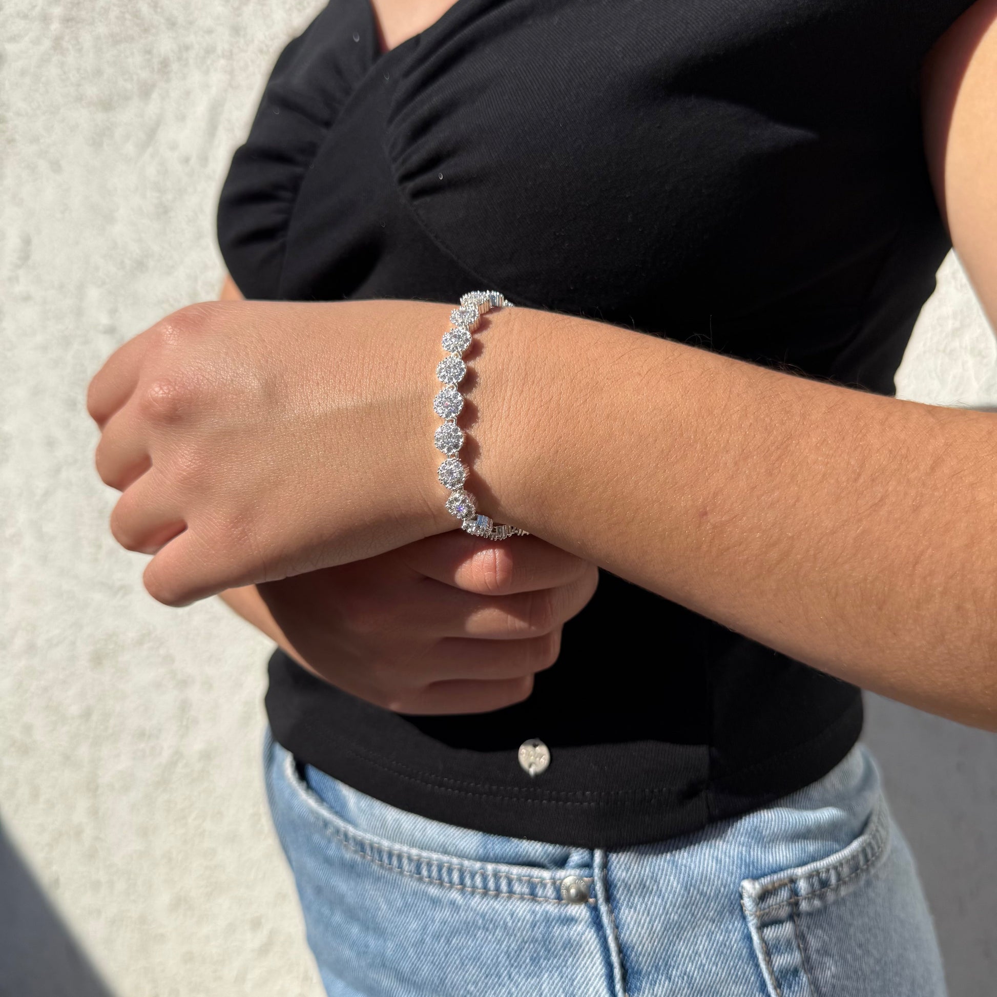 Pulsera Glam Circones Blancos Plata 925 – Silver Ice 05