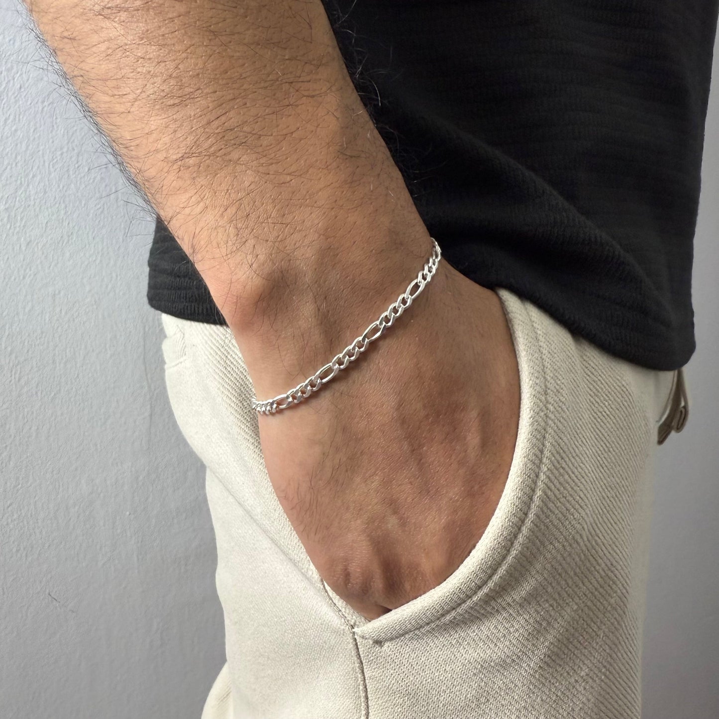 Pulsera Fígaro 4mm – Silver Ice 03