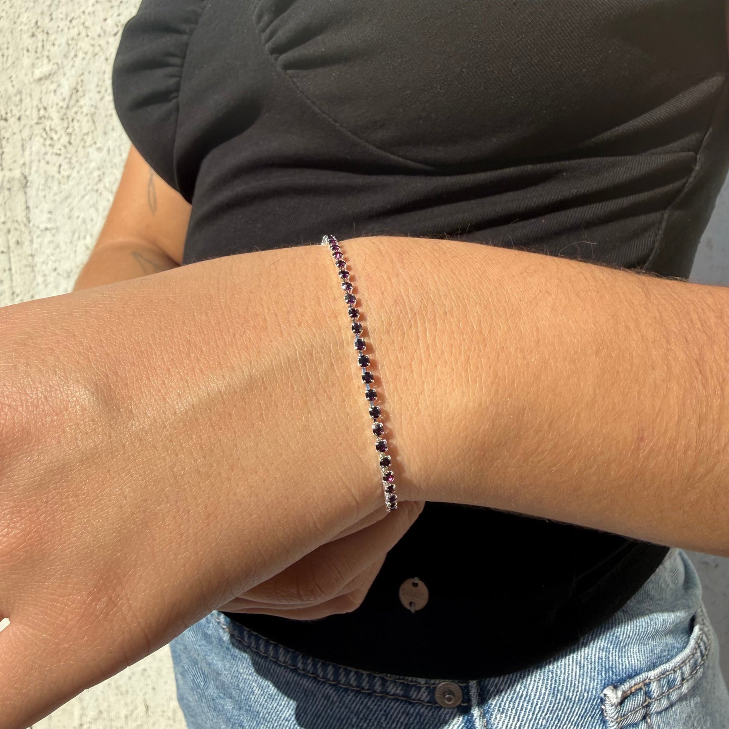 Pulsera Tennis Dark Purple Plata 925 - 2mm – Silver Ice 02