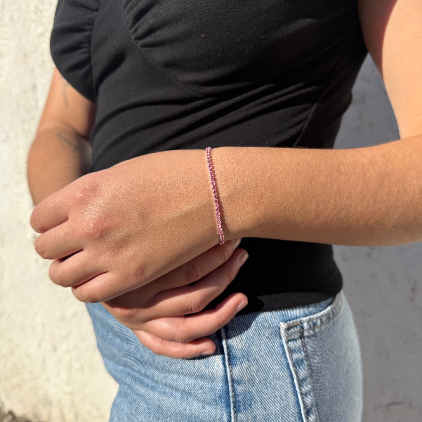 Pulsera Tennis Pink Plata 925 - 2mm – Silver Ice 02