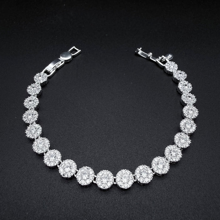 Pulsera Glam Circones Blancos Plata 925 – Silver Ice 01