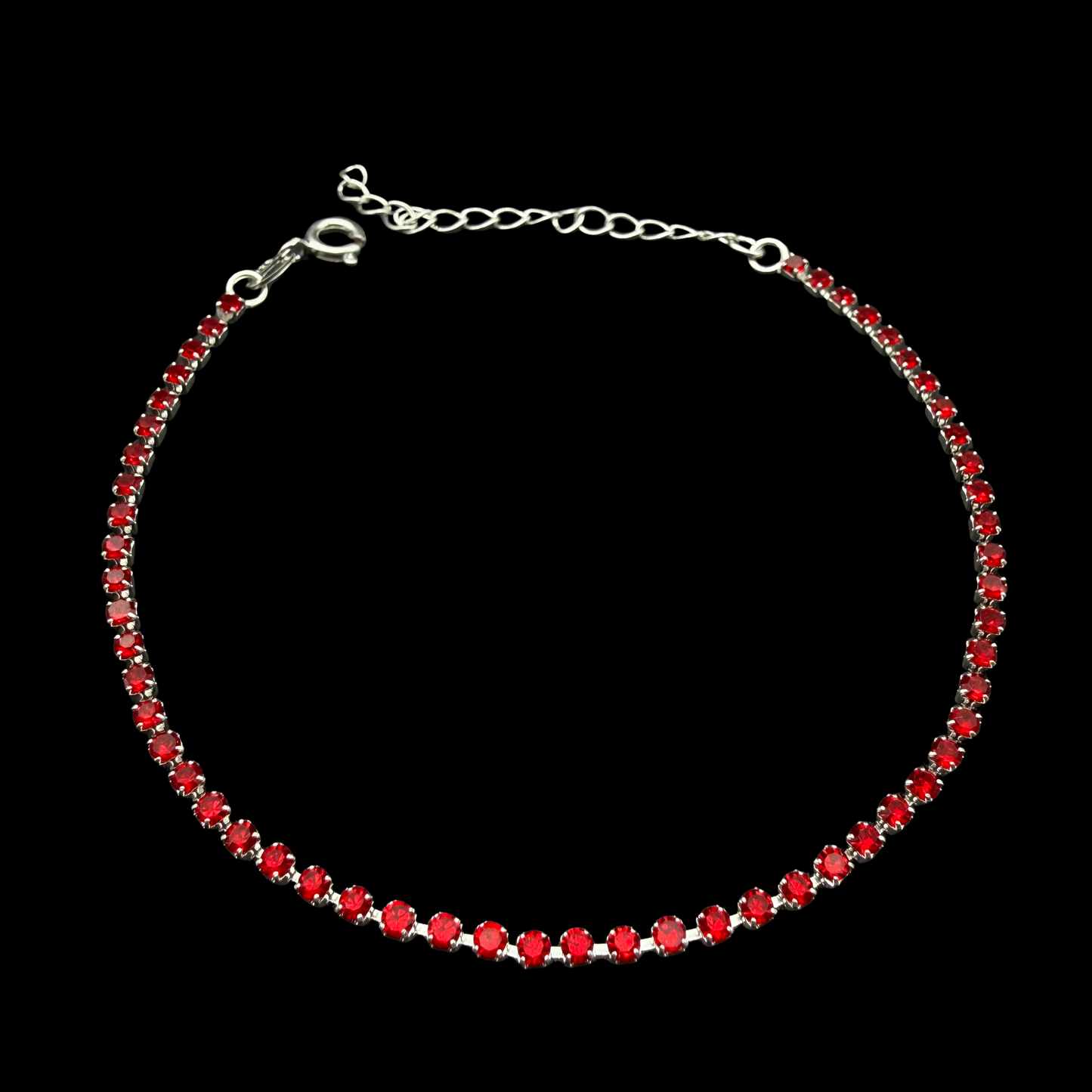 Pulsera Tennis con Circones Rojos 2mm – Silver Ice 02