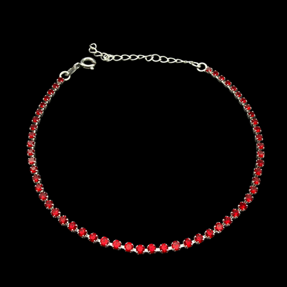 Pulsera Tennis con Circones Rojos 2mm – Silver Ice 02