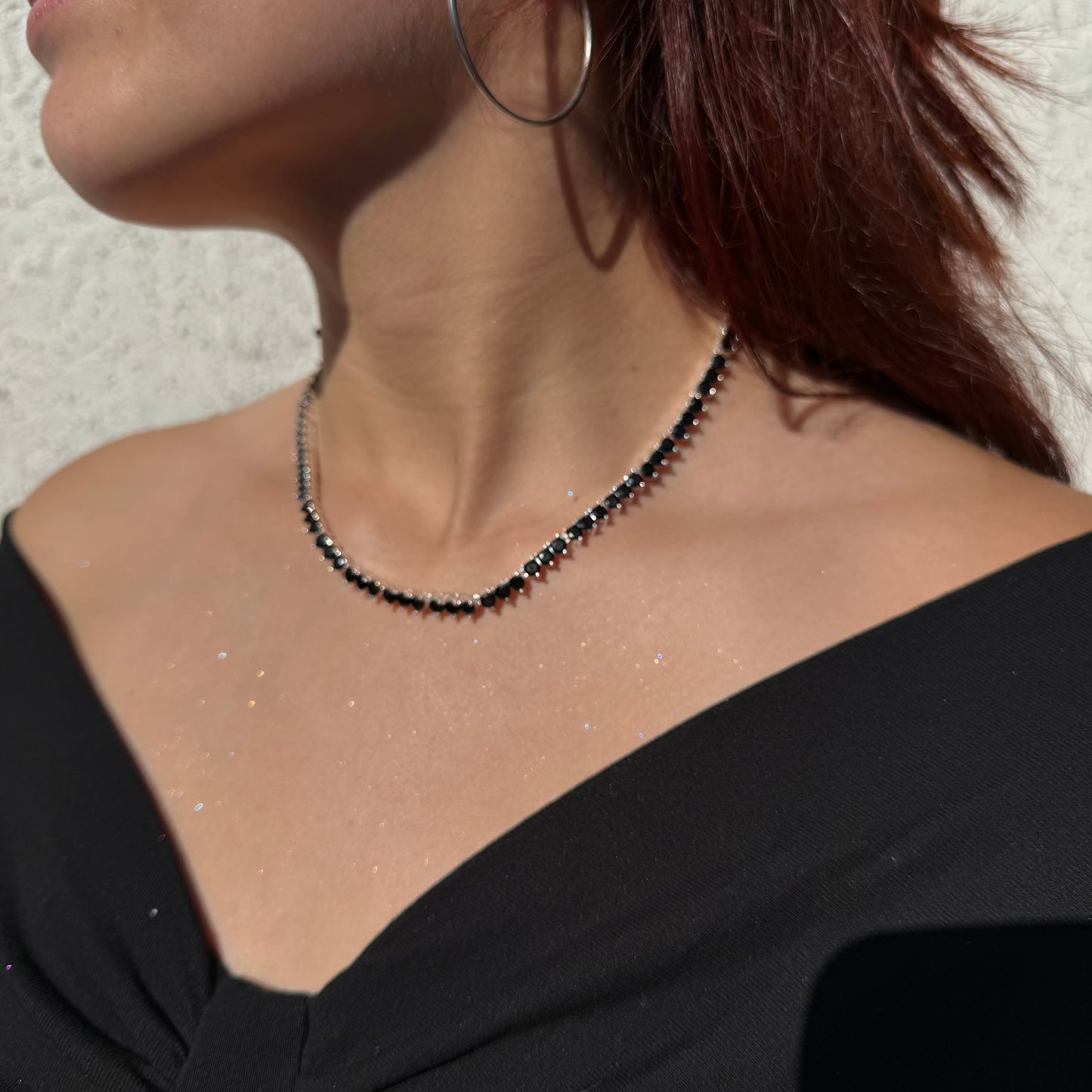 Collar Gotas de Luz circones negros Plata 925