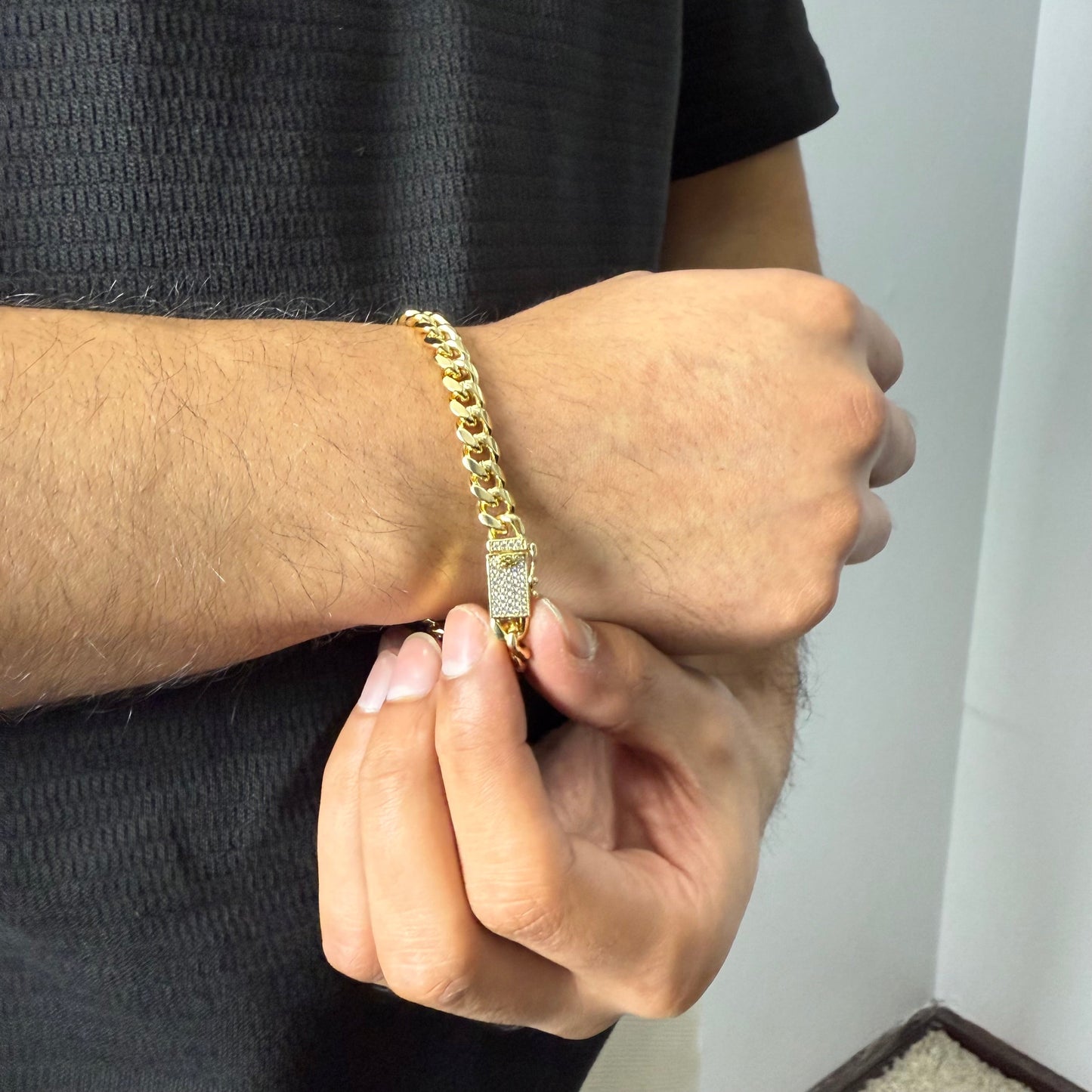 Pulsera Cubana Oro – 8 mm – Silver Ice 02