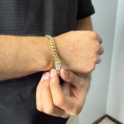 Pulsera Cubana Oro – 8 mm – Silver Ice 02