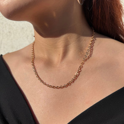 Cadena Eslabón Ovalado Oro Rosa – Silver Ice 05