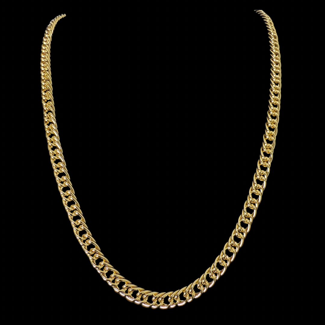 Cadena Doble Cubana Oro – 7 mm – Silver Ice 01