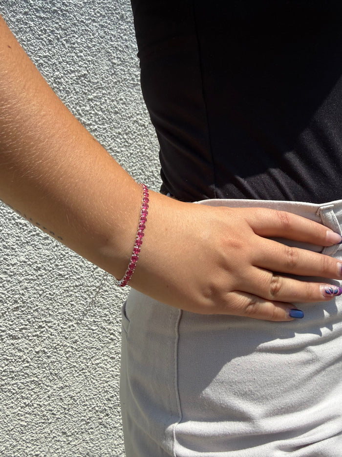 Pulsera Tennis Pink Intense - 3mm – Silver Ice 02