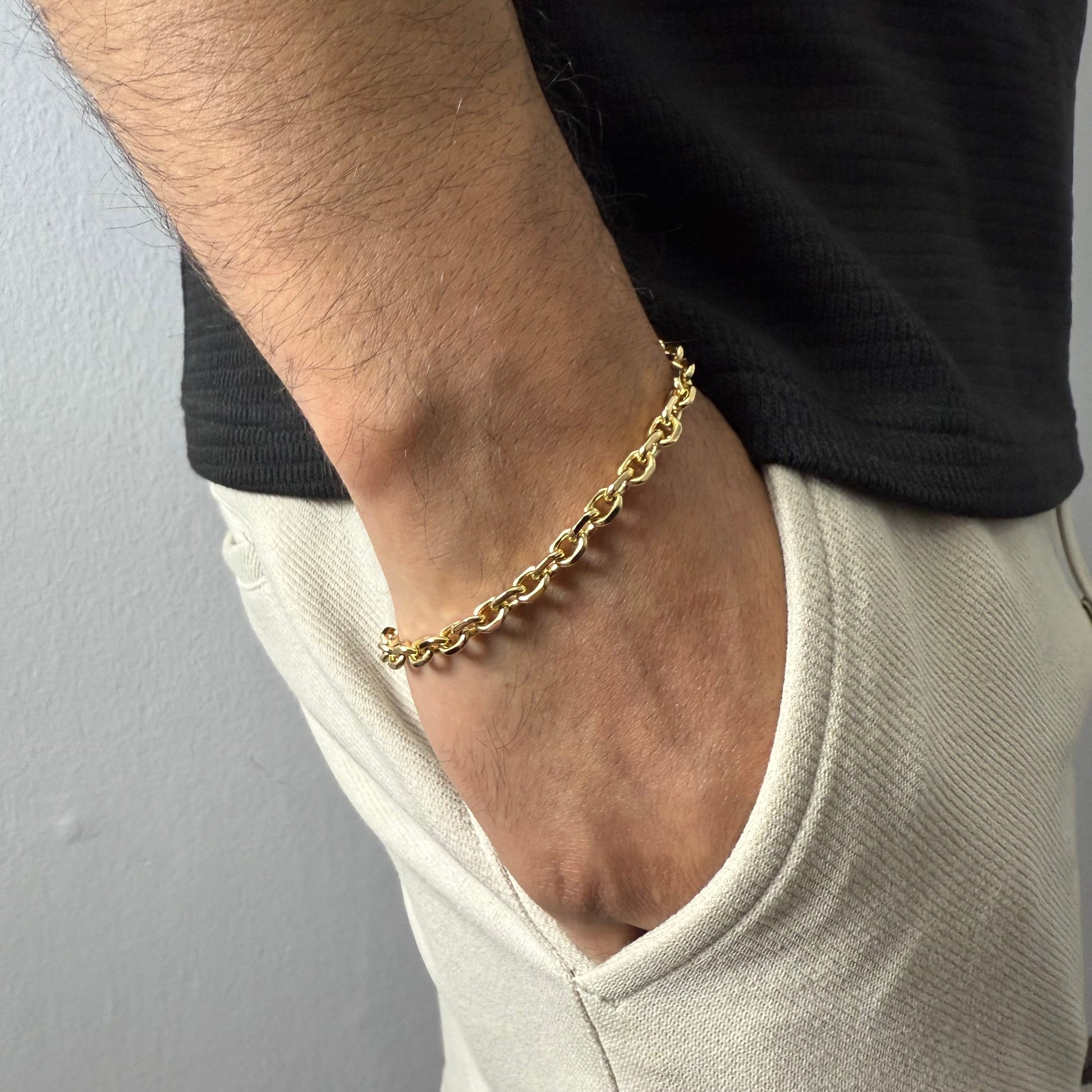 Pulsera Rolo Limada Oro – 5 mm – Silver Ice 03