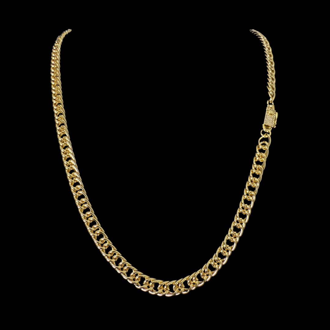 Cadena Doble Cubana Oro – 7 mm – Silver Ice 03