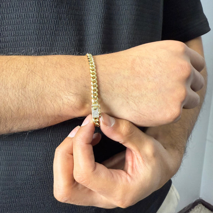 Pulsera Cubana Oro – 5 mm – Silver Ice 03