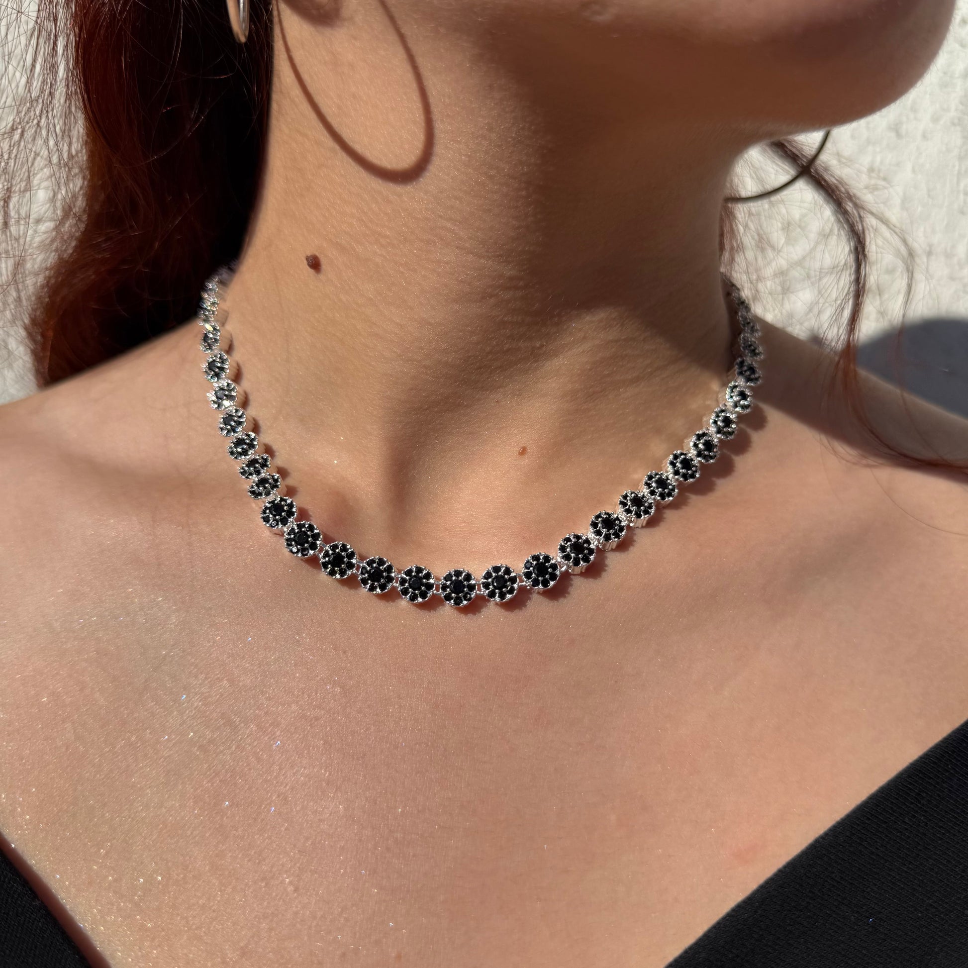 Collar Glam Circones Negros Plata 925 – Silver Ice 06