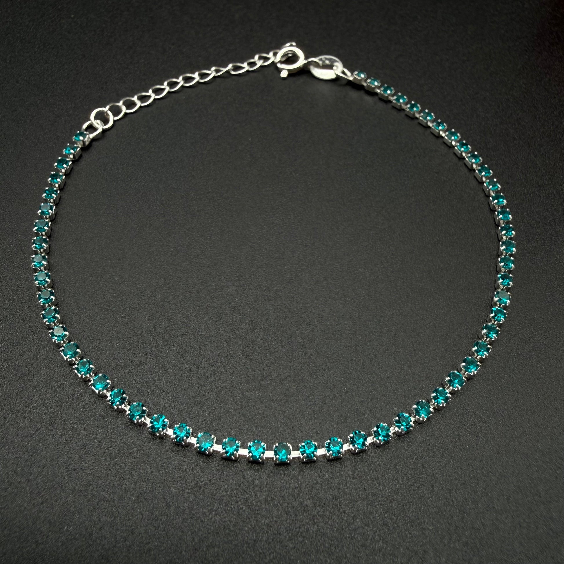 Pulsera Tennis con Circones Turquesa 2mm – Silver Ice 03