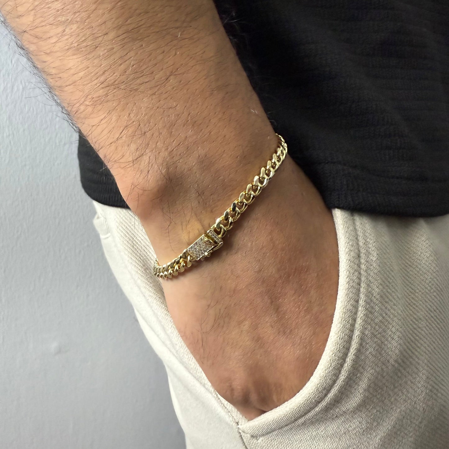 Pulsera Cubana Oro – 5 mm – Silver Ice 04