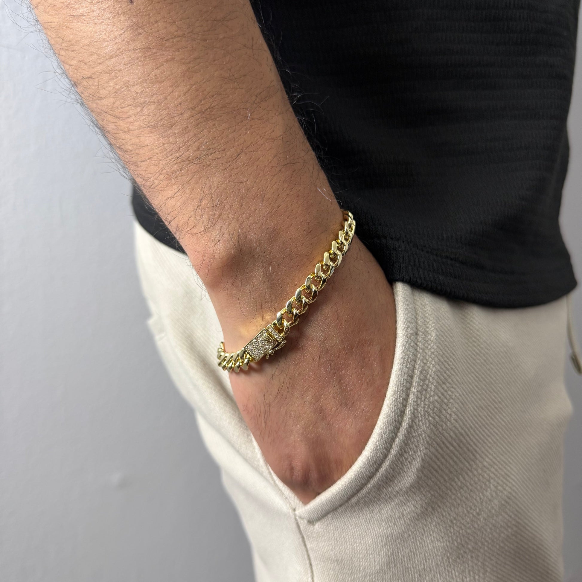 Pulsera Cubana Oro – 8 mm – Silver Ice 03