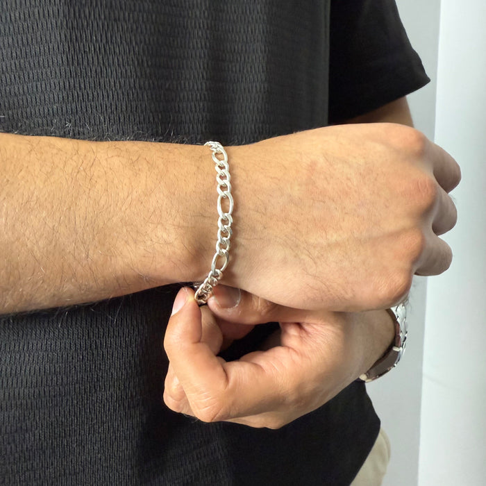Pulsera Fígaro 7mm – Silver Ice 02