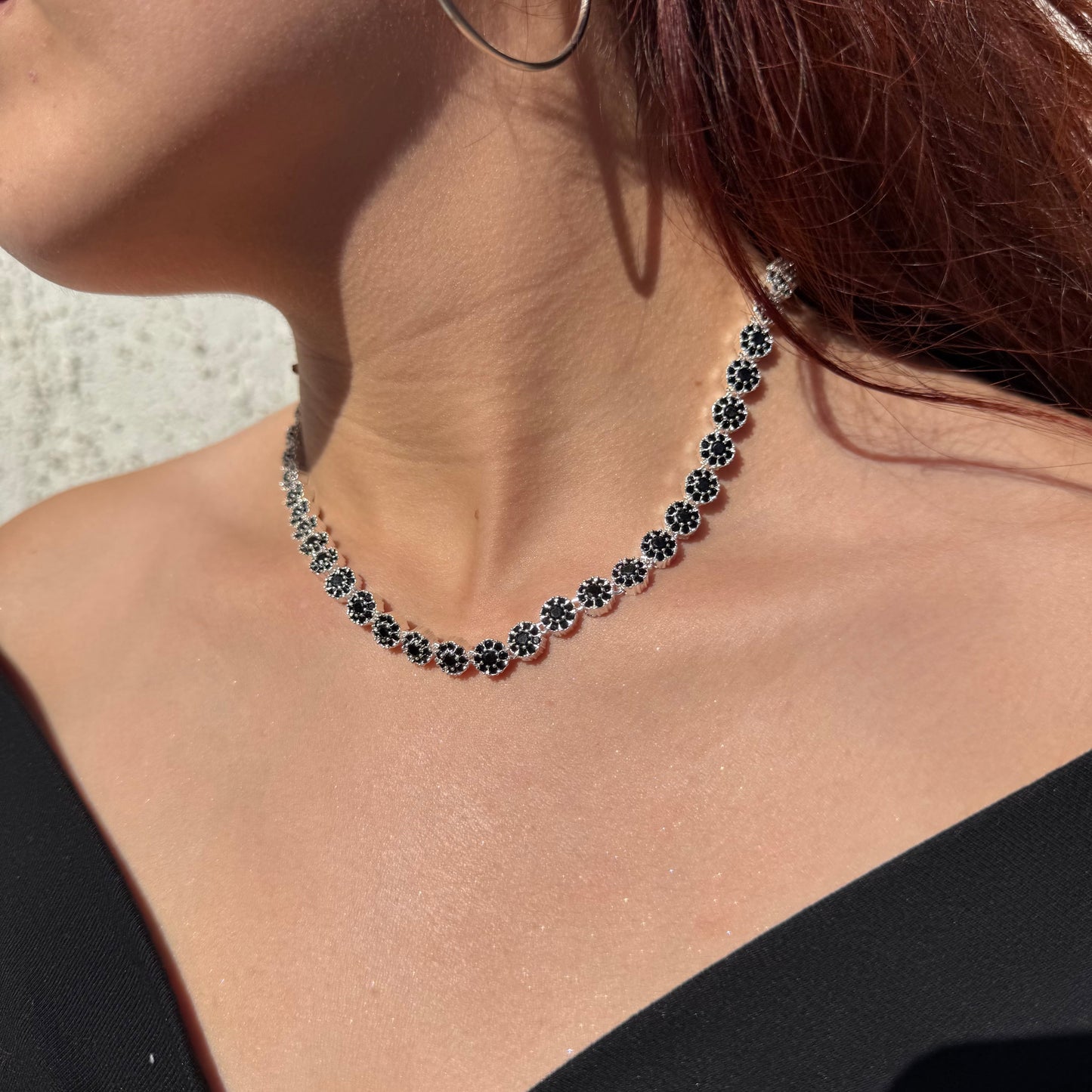 Collar Glam Circones Negros Plata 925 – Silver Ice 04