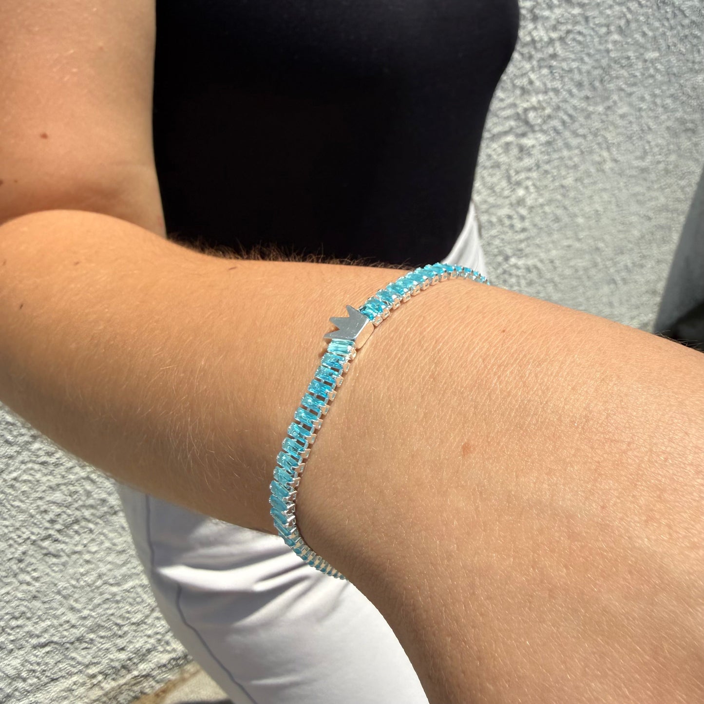 Pulsera Tennis Corona Celeste 4mm – Silver Ice 03