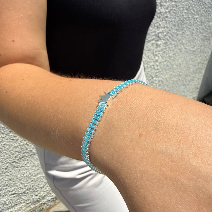 Pulsera Tennis Corona Celeste 4mm – Silver Ice 03