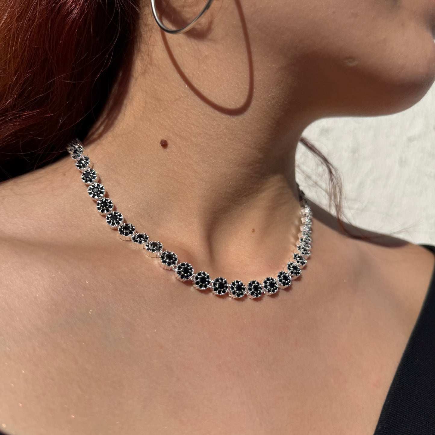 Collar Glam Circones Negros Plata 925 – Silver Ice 05