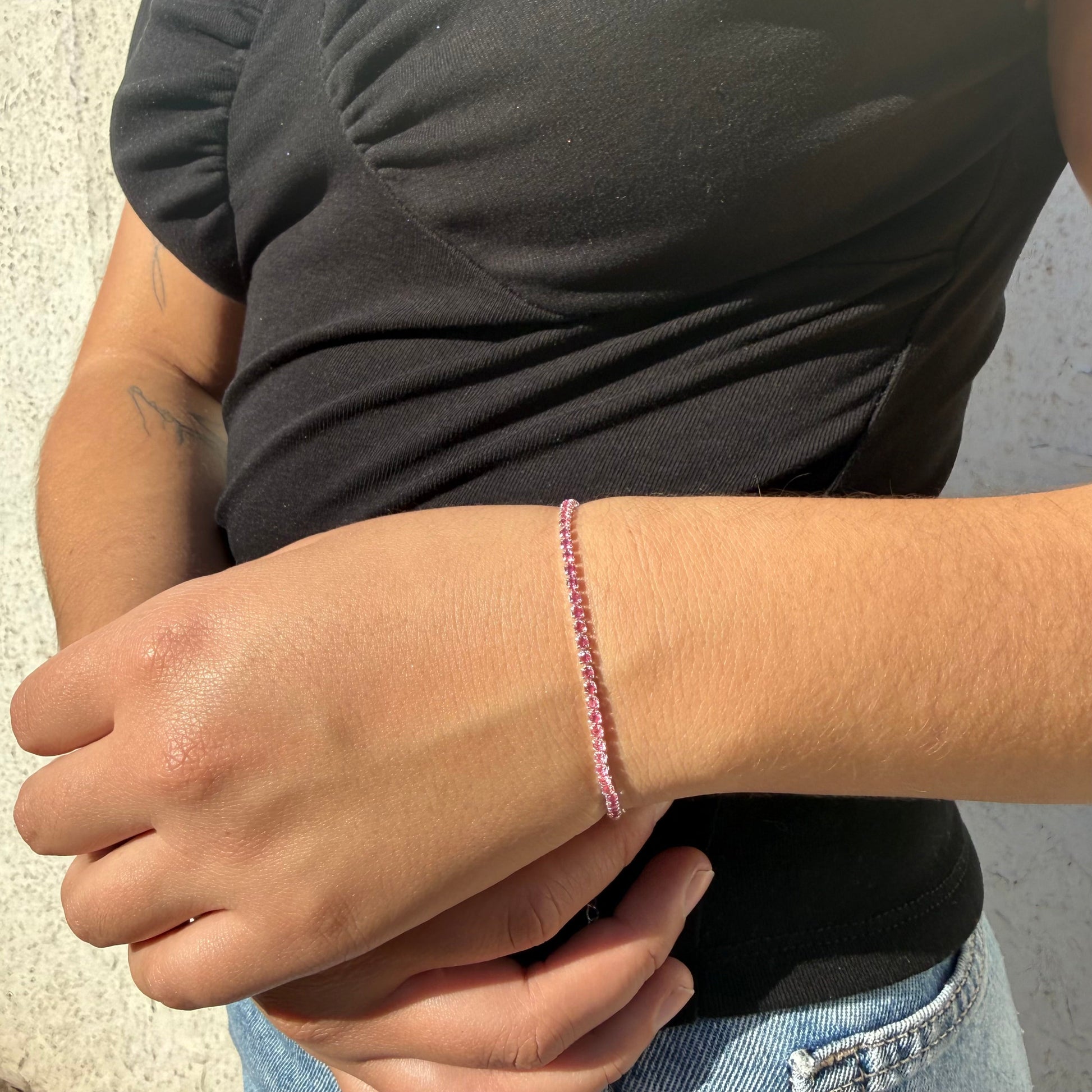 Pulsera Tennis Pink Plata 925 - 2mm – Silver Ice 05