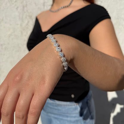 Pulsera Glam Circones Blancos Plata 925 – Silver Ice 06