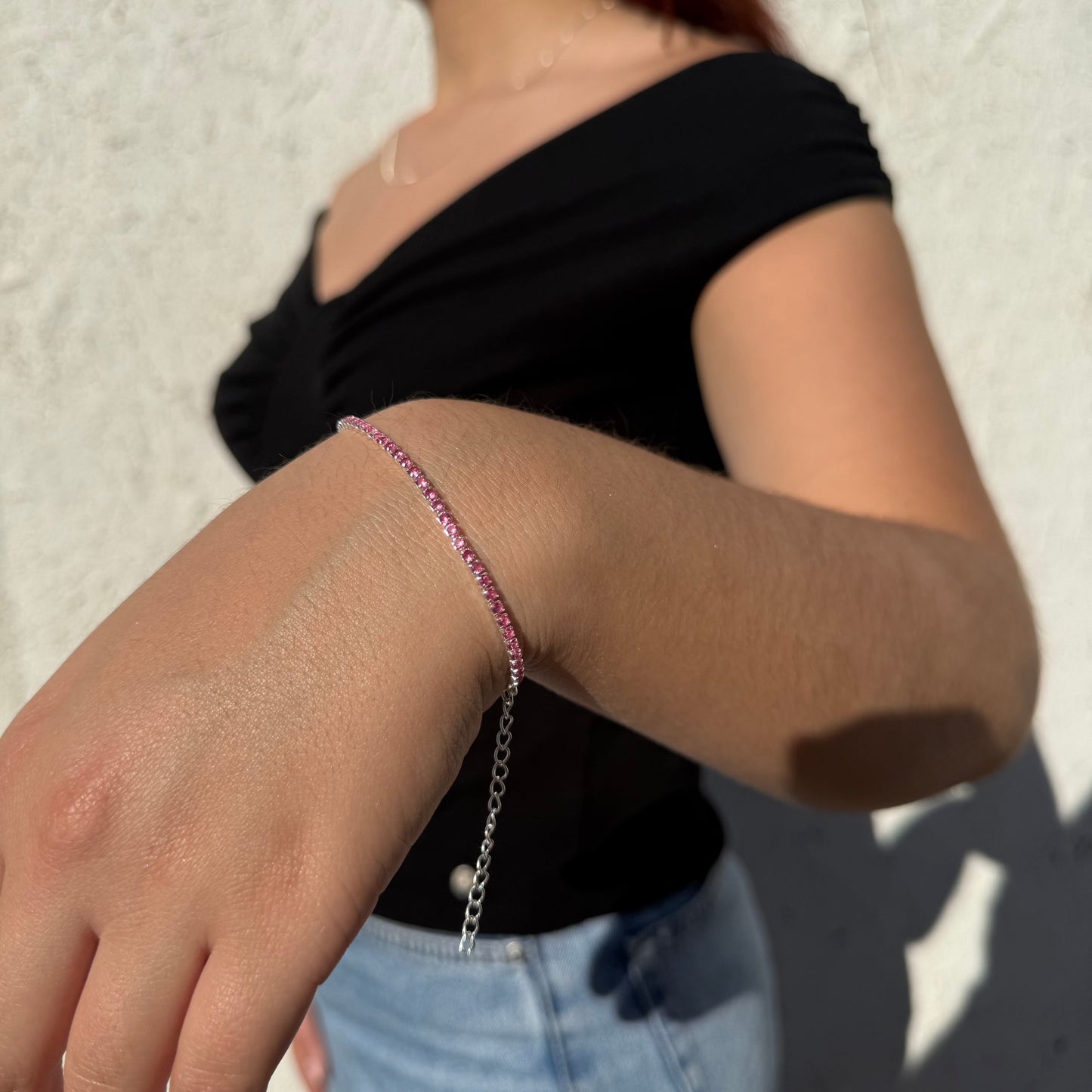 Pulsera Tennis Pink Plata 925 - 2mm – Silver Ice 08