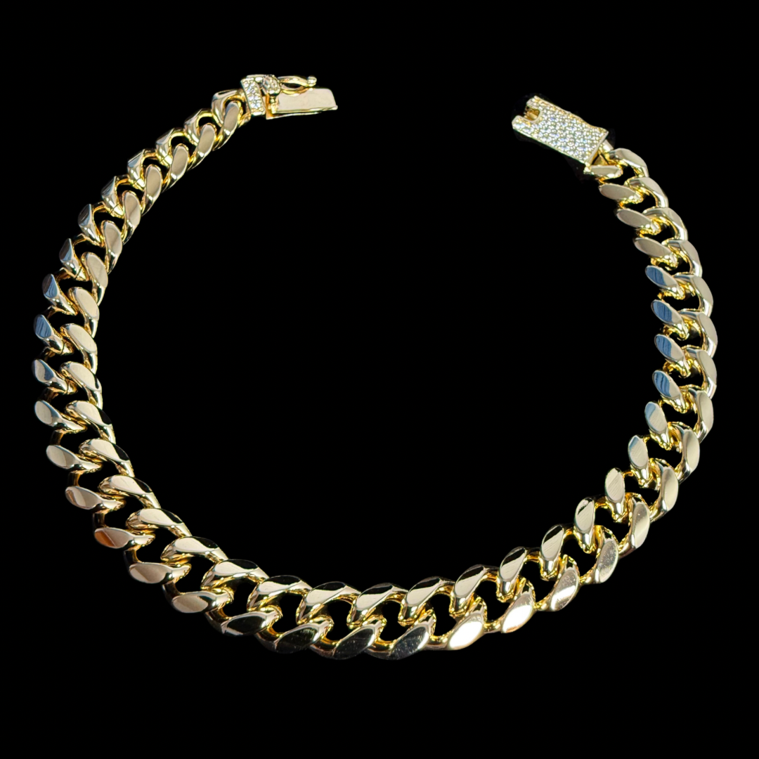 Pulsera Cubana Oro – 8 mm – Silver Ice 04